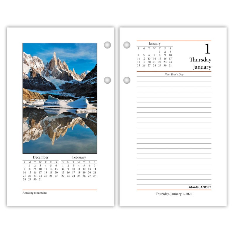 AT-A-GLANCE 2026 Desk Calendar Refill, Daily, 3-1/2"" x 6"", Standard, Loose-Leaf, Photographic (E4175026) - Image 1